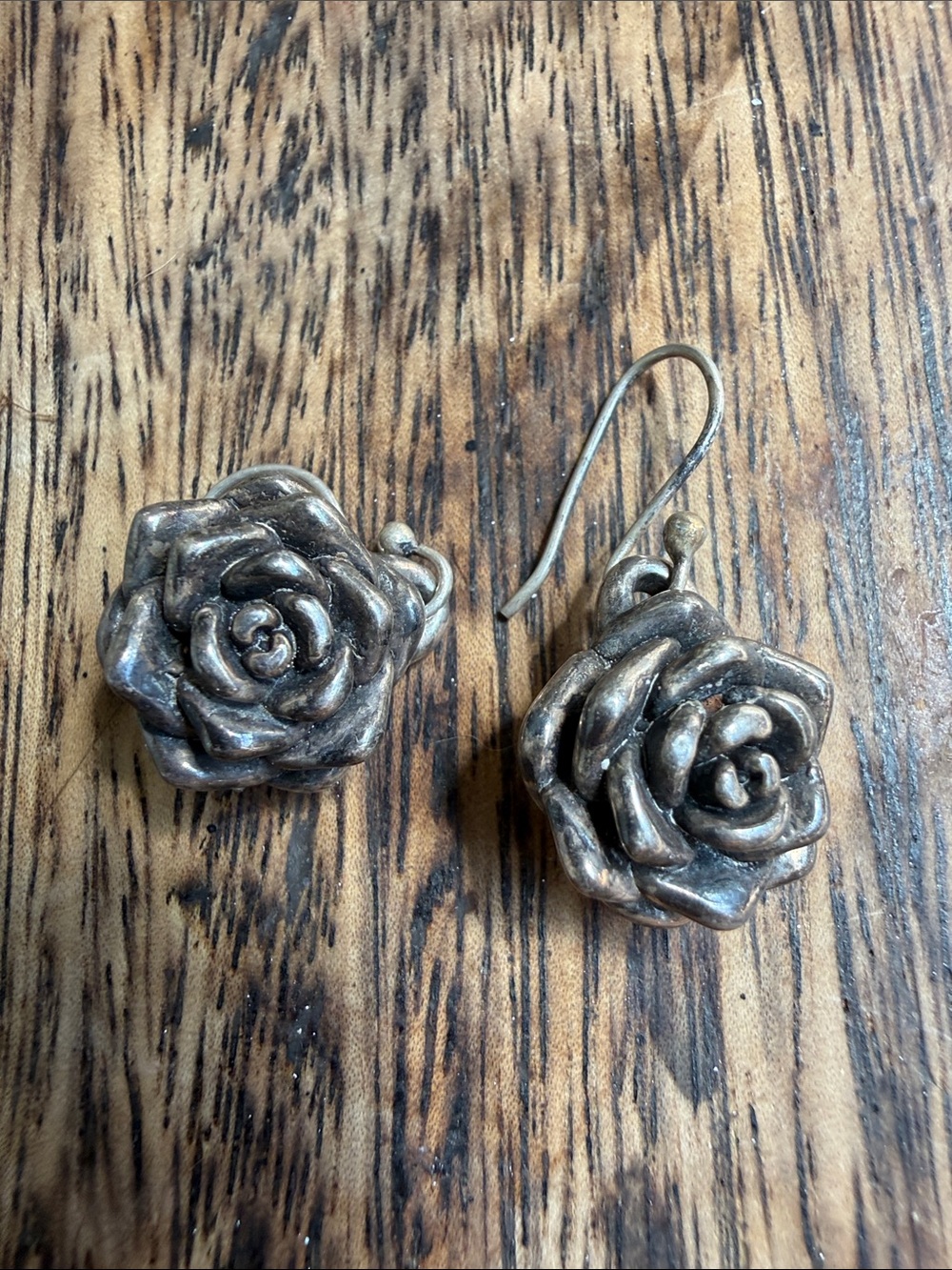 Sterling silver rose earrings